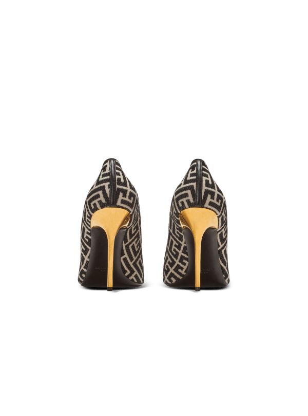 Balmain Paris Escarpins Ruby En Jacquard Monogramme Noir - Femme