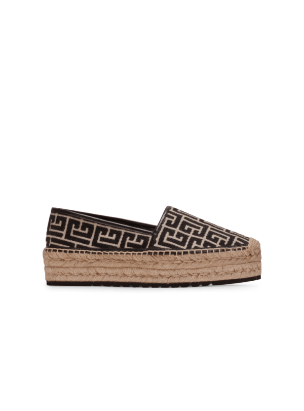 balmain paris Espadrille Alex en toile à monogramme PB Labyrinthe noir - Femme