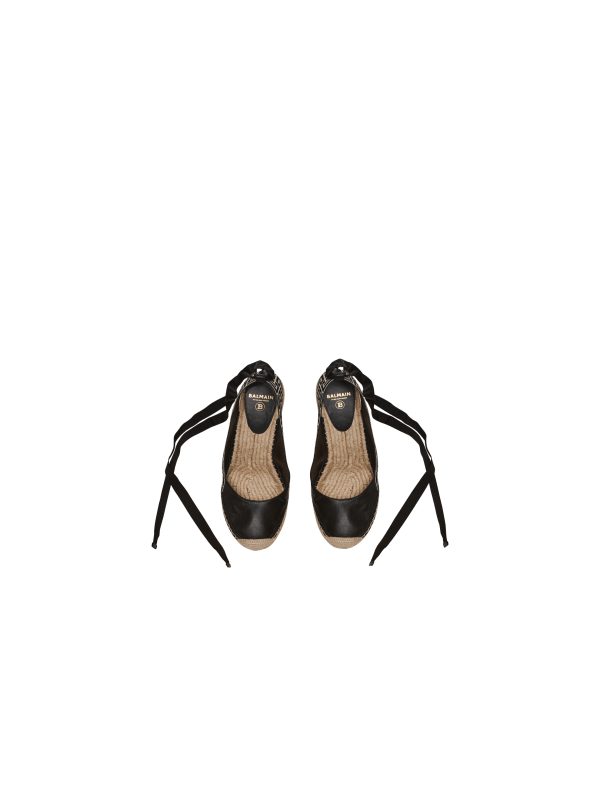 Balmain Paris Espadrilles Alex En Cuir Et Jacquard à Monogramme Noir - Femme
