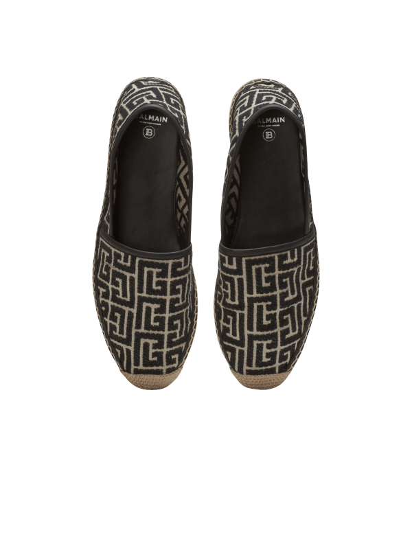 Balmain Paris Espadrilles Alex En Jacquard Monogramme Noir - Homme