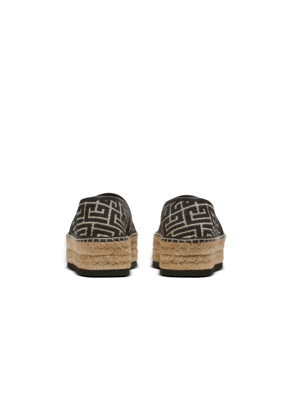 Balmain Paris Espadrilles Alex En Jacquard Monogramme Noir - Homme