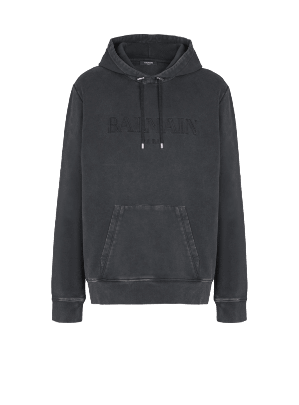 balmain paris Hoodie brodé Balmain Vintage gris - Homme