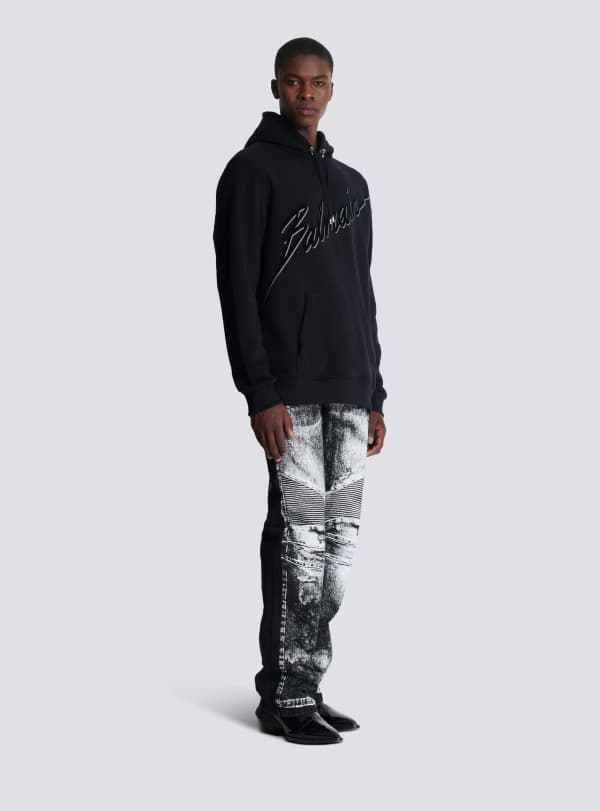 Balmain Paris Hoodie Floqué Balmain Lettre Noir - Homme