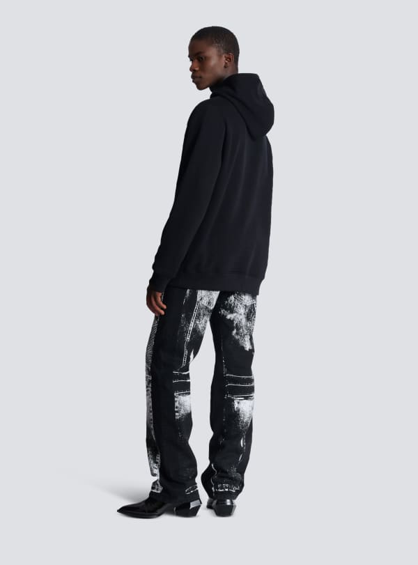 Balmain Paris Hoodie Floqué Balmain Lettre Noir - Homme