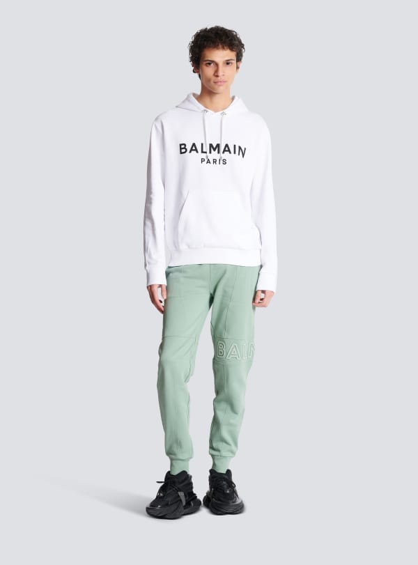 Balmain Paris Hoodie Imprimé Balmain Paris Blanc - Homme