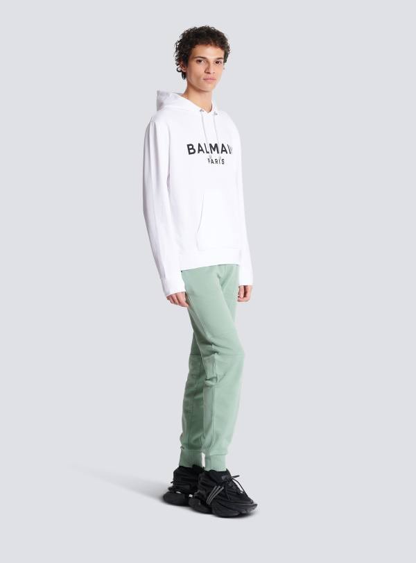 Balmain Paris Hoodie Imprimé Balmain Paris Blanc - Homme