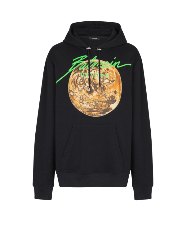 balmain paris Hoodie imprimé Balmain Universe logo et planète noir - Homme