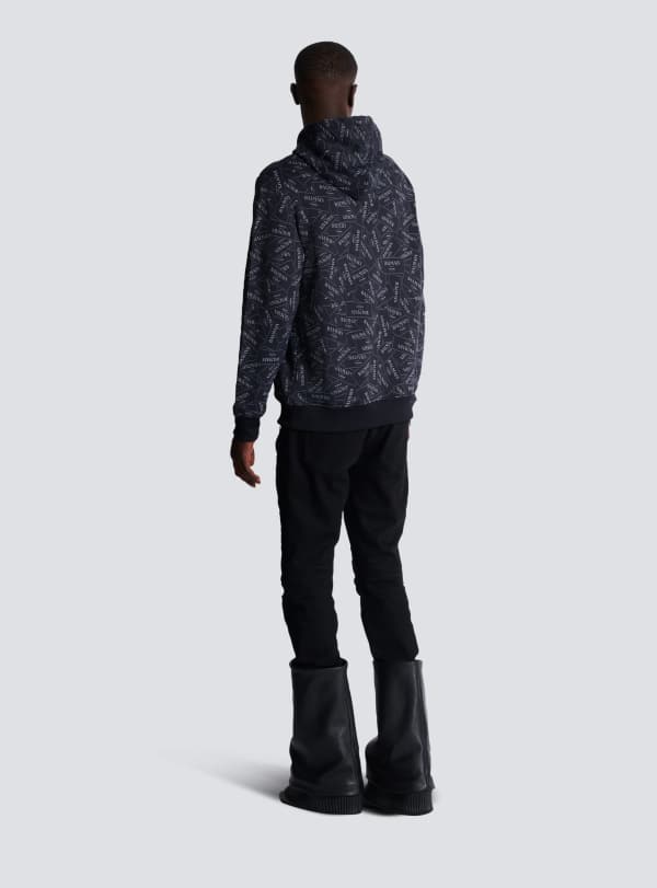 Balmain Paris Hoodie Imprimé Motif Étiquette Balmain All-over Noir - Homme