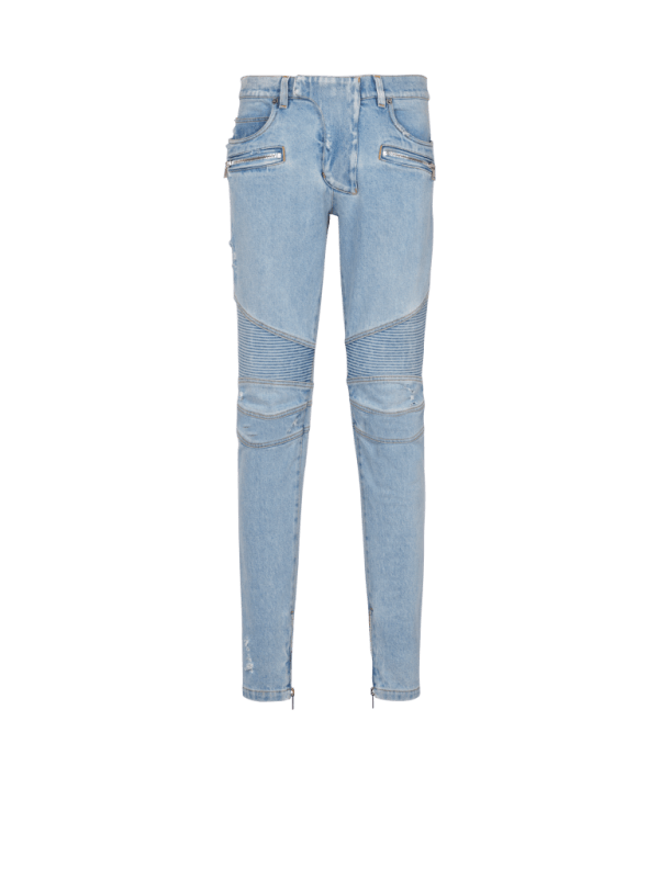 balmain paris Jean Biker en denim Light Blue bleu - Homme balmain paris Jean Biker en denim Light Blue bleu - Homme