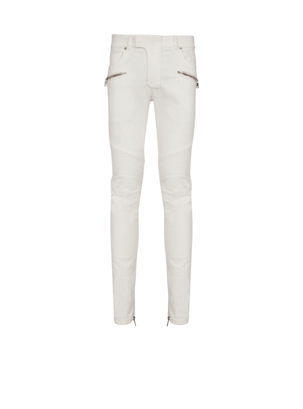 balmain paris Jean Biker en denim White blanc - Homme balmain paris Jean Biker en denim White blanc - Homme