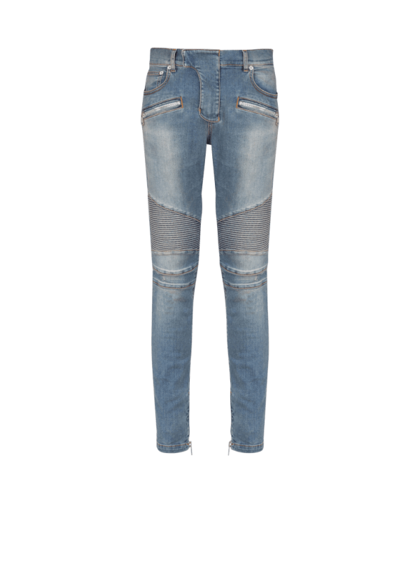 balmain paris Jean biker slim en denim Blue wash bleu - Homme balmain paris Jean biker slim en denim Blue wash bleu - Homme