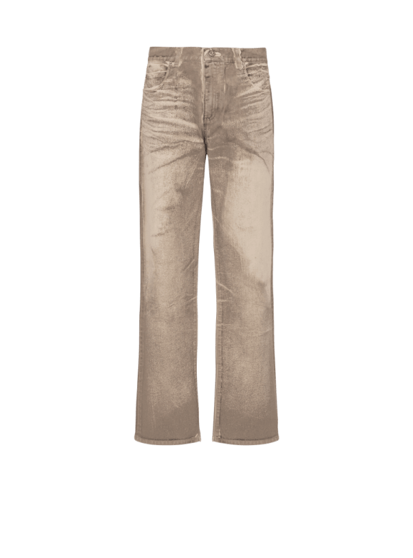 balmain paris Jean loose en denim Beige wash beige - Homme