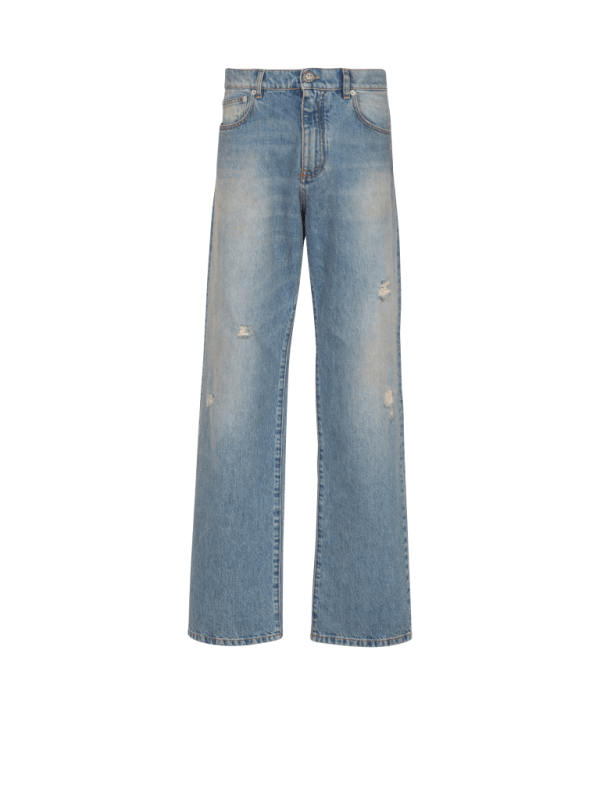 balmain paris Jean loose en denim Blue wash bleu - Homme