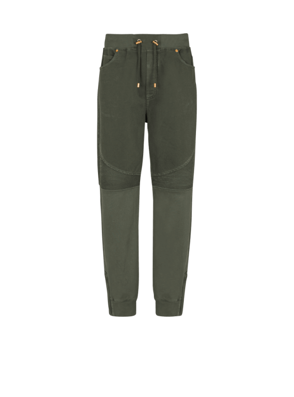 balmain paris Jean loose en denim et jersey kaki - Homme balmain paris Jean loose en denim et jersey kaki - Homme