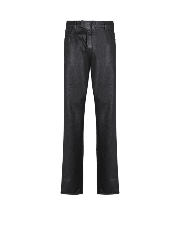 balmain paris Jean regular en denim enduit noir - Homme