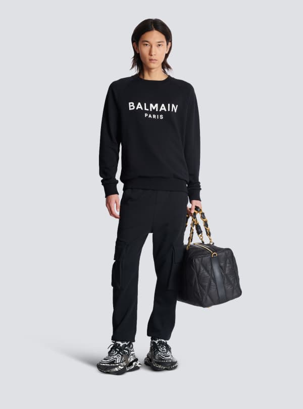 Balmain Paris Jogging Cargo Imprimé Balmain Paris Noir - Homme