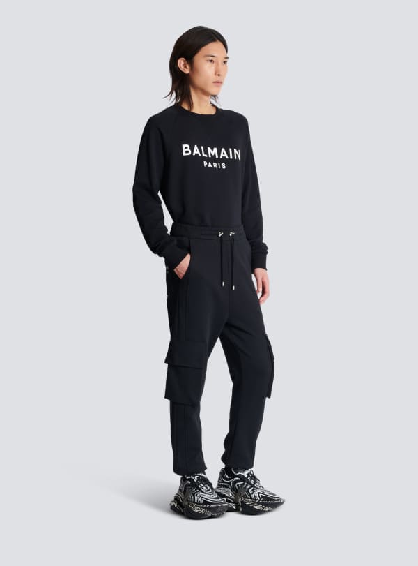 Balmain Paris Jogging Cargo Imprimé Balmain Paris Noir - Homme
