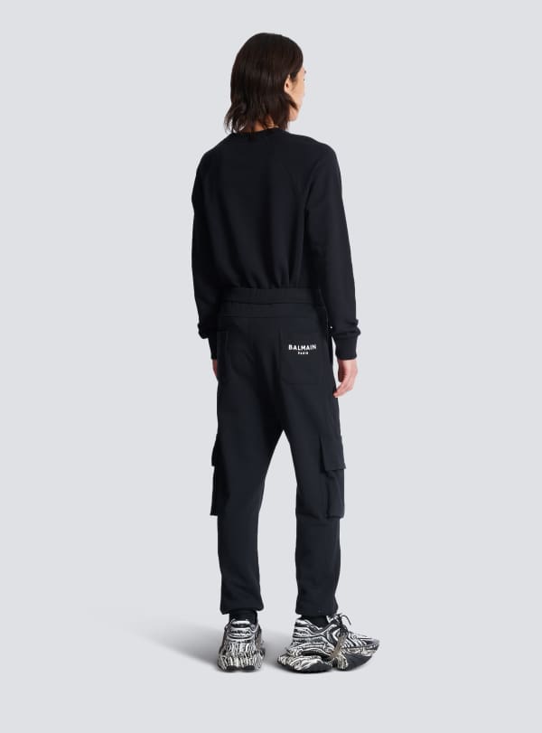Balmain Paris Jogging Cargo Imprimé Balmain Paris Noir - Homme