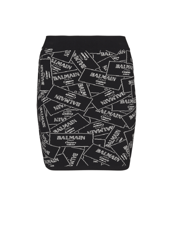 balmain paris Jupe courte en maille jacquard Étiquette Balmain noir - Femme