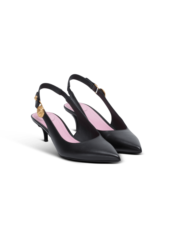 Balmain Paris Kitten Slingbacks Eva En Cuir De Veau Noir - Femme