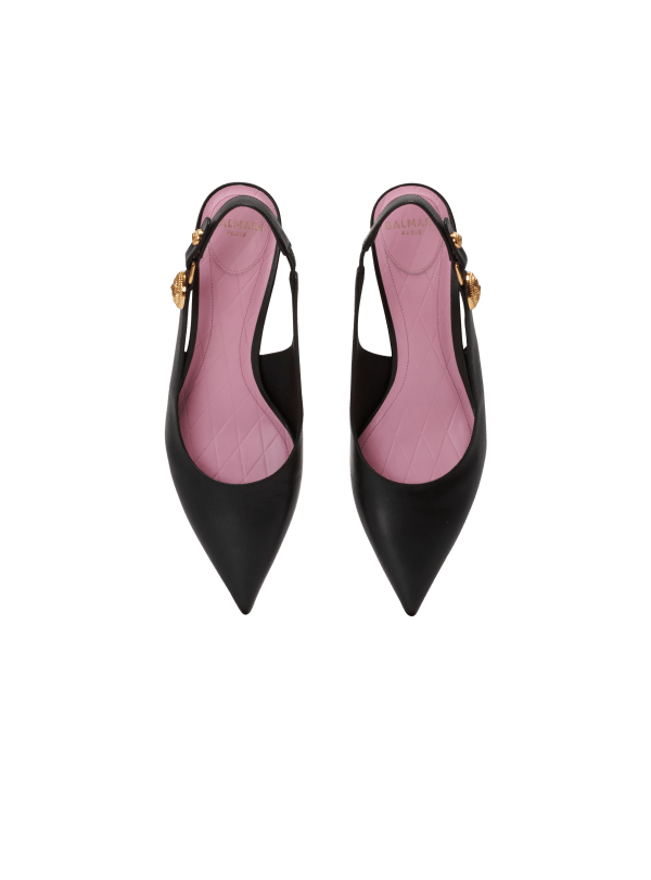 Balmain Paris Kitten Slingbacks Eva En Cuir De Veau Noir - Femme