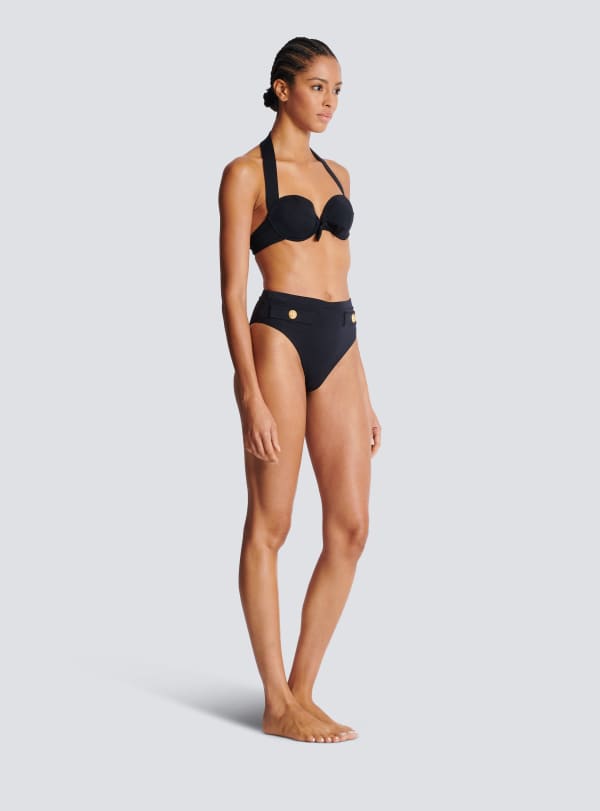 Balmain Paris Maillot De Bain Deux Pièces à Boutons Noir - Femme