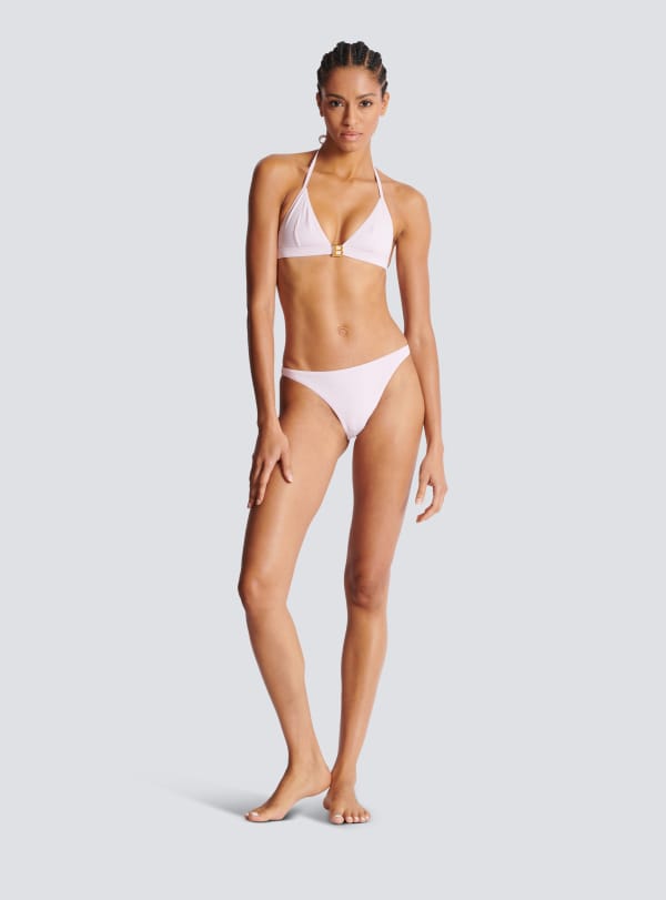 Balmain Paris Maillot De Bain Deux Pièces à Logo Rose - Femme