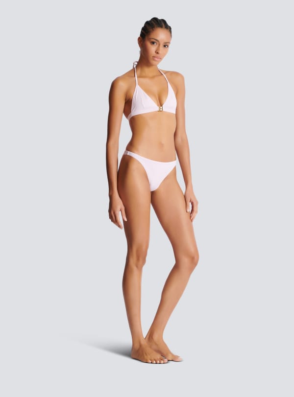 Balmain Paris Maillot De Bain Deux Pièces à Logo Rose - Femme