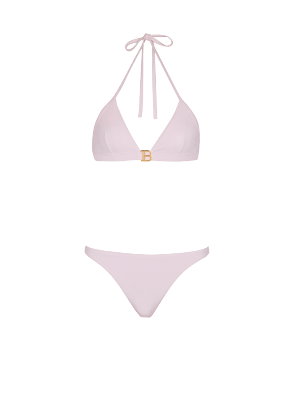 balmain paris Maillot de bain deux pièces à logo rose - Femme
