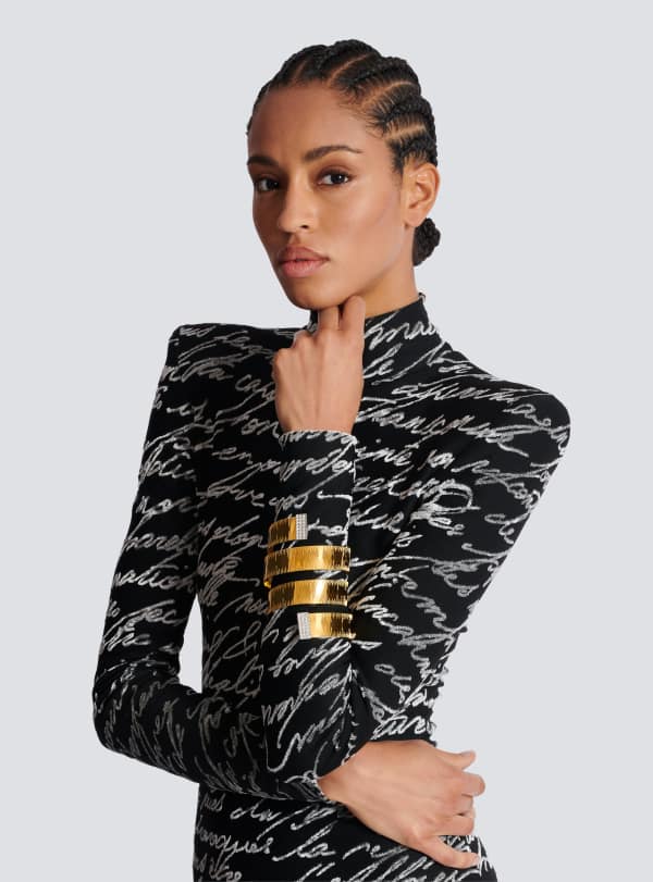 Balmain Paris Manchette Mètre De Couture En Laiton Or - Femme