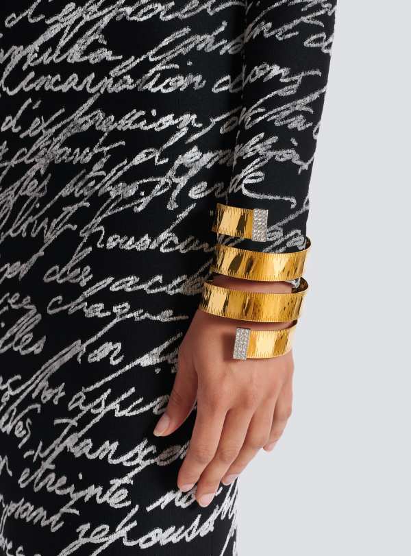 Balmain Paris Manchette Mètre De Couture En Laiton Or - Femme