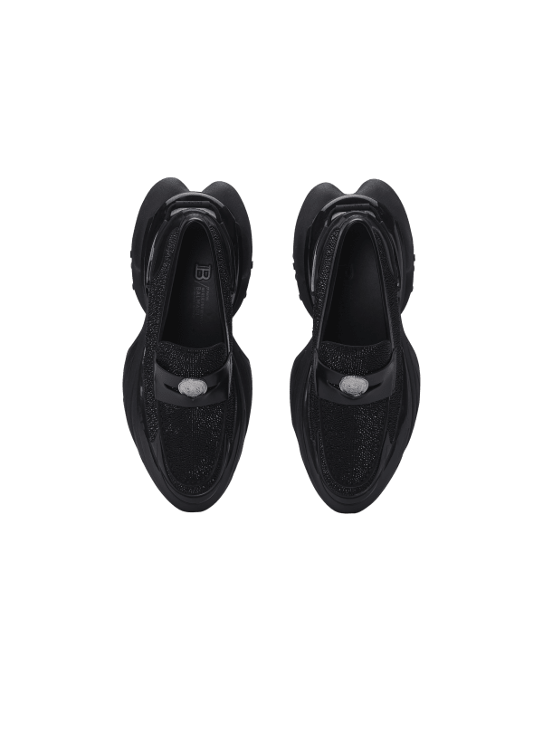 Balmain Paris Mocassins Unicorn En Cuir De Veau Strassé Noir - Homme