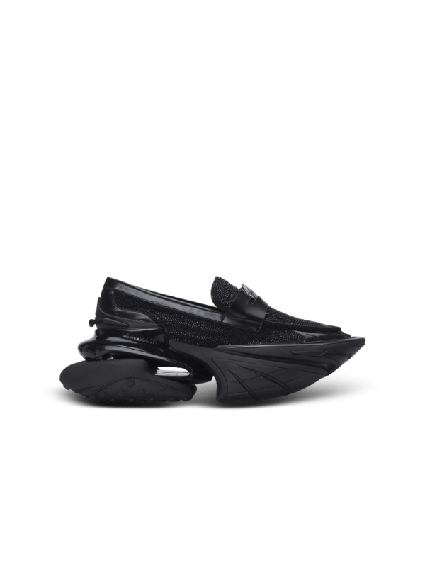 balmain paris Mocassins Unicorn en cuir de veau strassé noir - Homme balmain paris Mocassins Unicorn en cuir de veau strassé noir - Homme