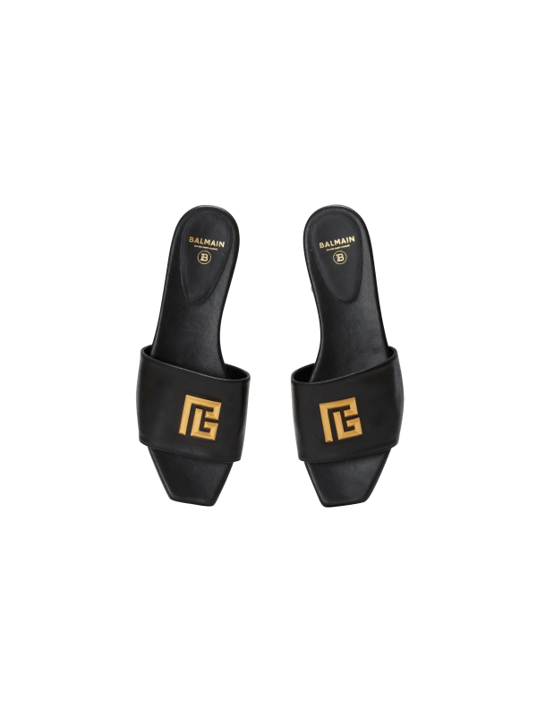 Balmain Paris Mules Dafne PB En Cuir De Veau Noir - Femme