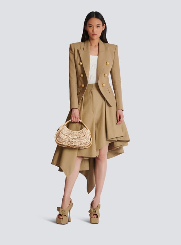 Balmain Paris Panier Jolie Madame Medium En Osier Beige - Femme