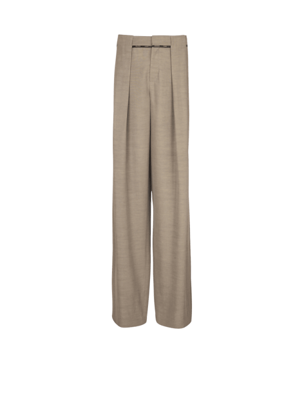 balmain paris Pantalon à plis en cupro marron - Homme