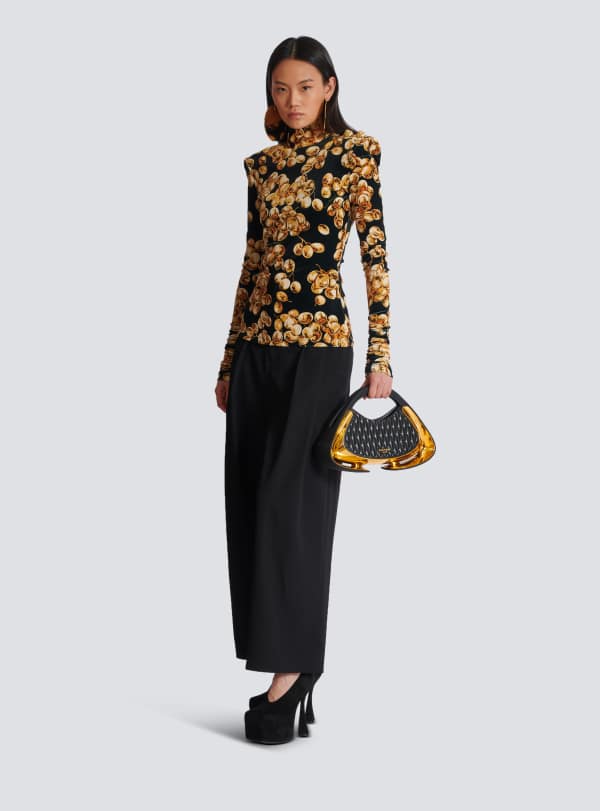 Balmain Paris Pantalon à Plis En Grain De Poudre Noir - Femme