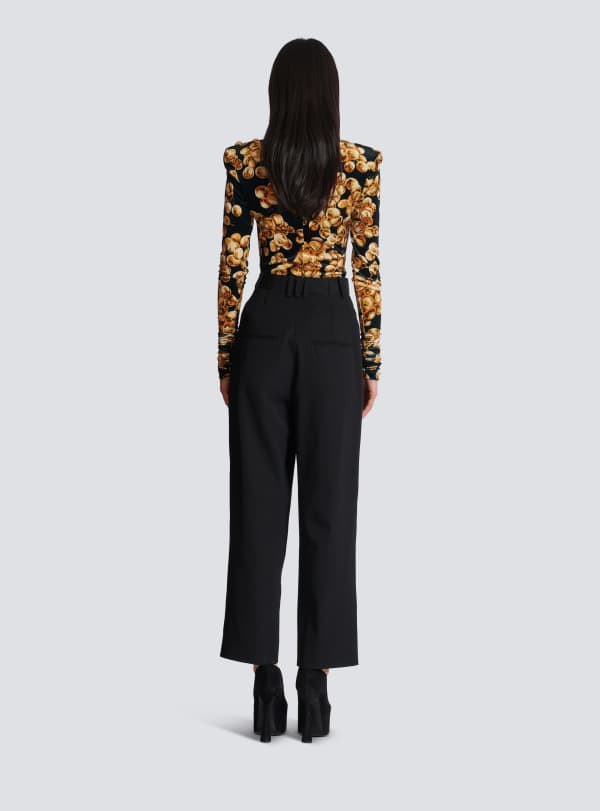 Balmain Paris Pantalon à Plis En Grain De Poudre Noir - Femme