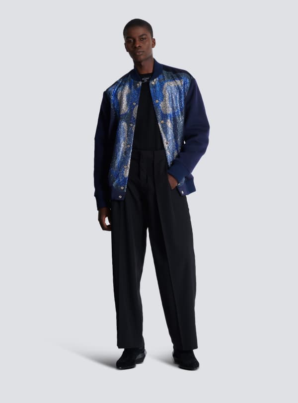 Balmain Paris Pantalon à Plis En Grain De Poudre Noir - Homme