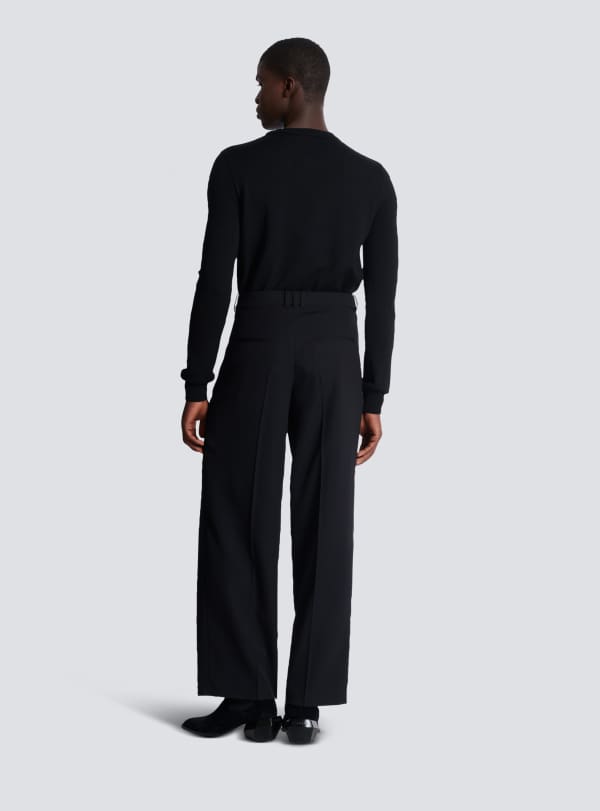 Balmain Paris Pantalon à Plis En Grain De Poudre Noir - Homme