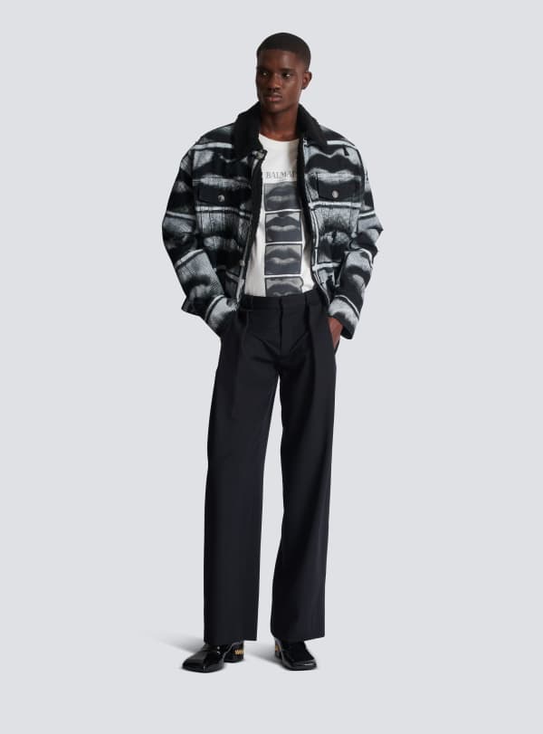 Balmain Paris Pantalon à Plis En Grain De Poudre Noir - Homme