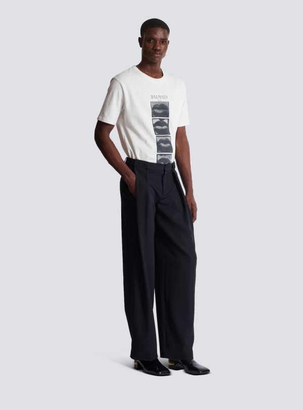 Balmain Paris Pantalon à Plis En Grain De Poudre Noir - Homme