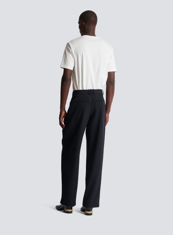 Balmain Paris Pantalon à Plis En Grain De Poudre Noir - Homme