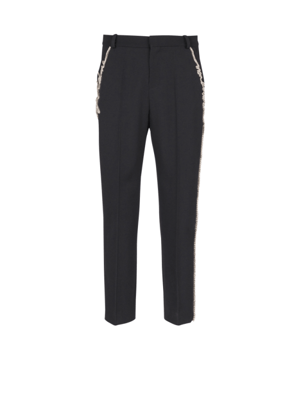 balmain paris Pantalon de tailleur en grain de poudre avec broderie noir - Homme