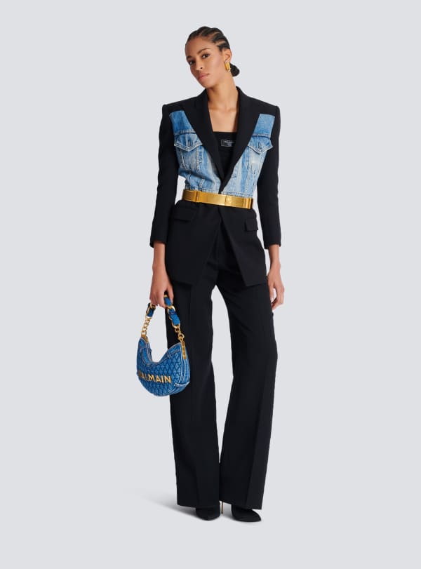 Balmain Paris Pantalon De Tailleur En Grain De Poudre Noir - Femme