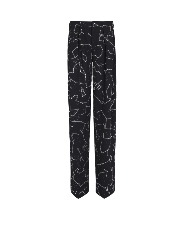 balmain paris Pantalon en crêpe avec strass motif Constellation argent - Homme