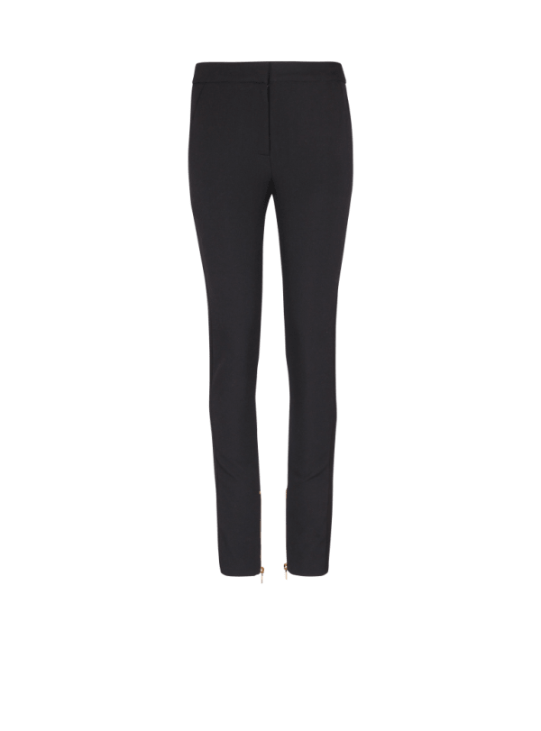balmain paris Pantalon slim zippé en grain de poudre noir - Femme balmain paris Pantalon slim zippé en grain de poudre noir - Femme