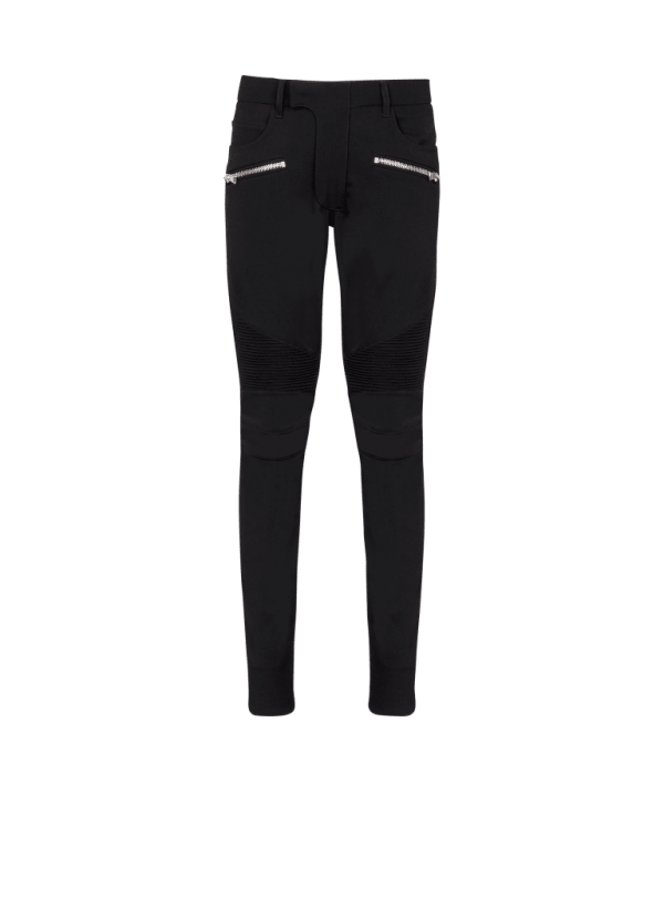 balmain paris Pantalon tailleur Biker en grain de poudre stretch noir - Homme