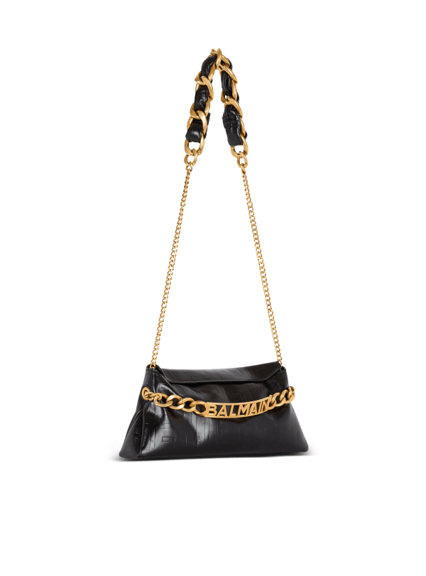 Balmain Paris Pochette 1945 Soft En Cuir De Veau à Monogramme Noir - Femme