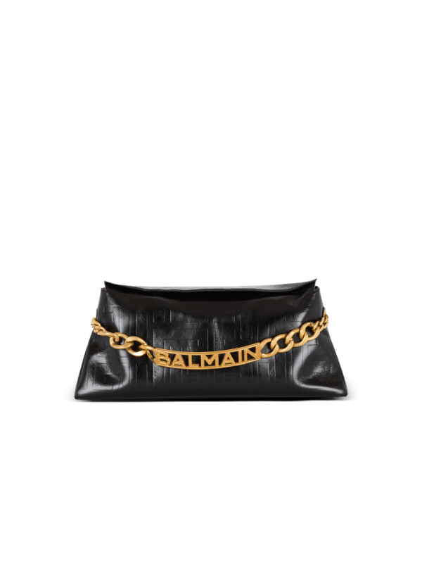 balmain paris Pochette 1945 Soft en cuir de veau à monogramme noir - Femme